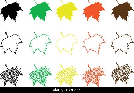 Ahorn Blatt - Farbpalette, Ahorn Blatt, Stock Vektor