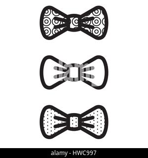 Fliege vector schwarz dekorierten Symbole. Anzug Kleiderordnung Bogen set-Design. Stock Vektor