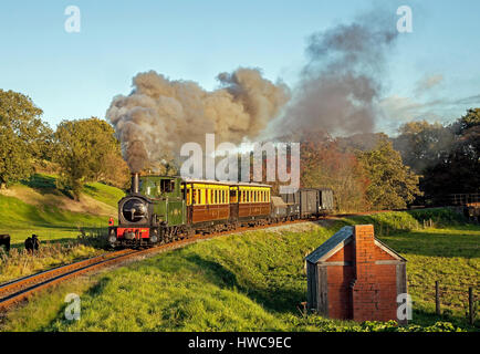 Am 19. Oktober 2016 war Nr. 823 'die Gräfin' mit den Trainern Pickering und einen gemischten Zug für eine Foto-Charta im Welshpool & Llanfair Light gepaart Stockfoto