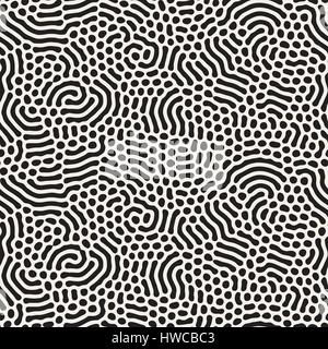 Organischen unregelmäßig gerundeten Linien. Vektormuster nahtlos schwarz und weiß. Stock Vektor