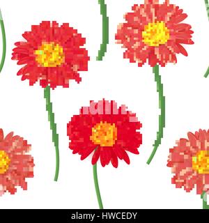 Nahtlose Muster mit bunten Gerbera Blumen. Vektor-Illustration. Stock Vektor