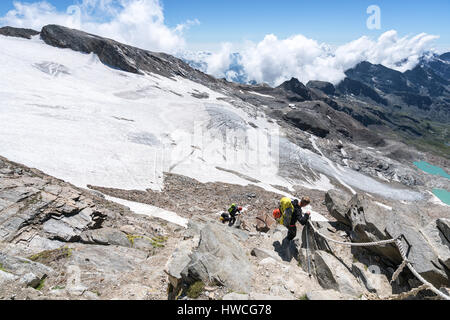 Klettern in den Bergen Monte Rosa, EU, Europa, Nord-Italien, Alpen Stockfoto