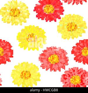 Nahtlose Hintergrund mit rosa und lila Gerbera. Vektor EPS-10. Stock Vektor