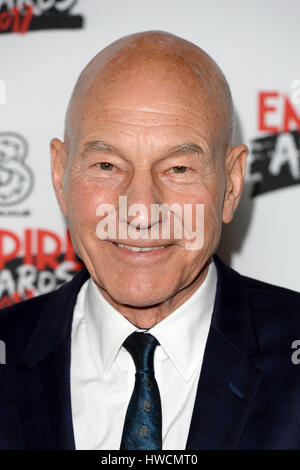 Sir Patrick Stewart im Raum bei den drei Empire Awards Gewinner statt im The Roundhouse in Chalk Farm, London. PRESSEVERBAND Foto. Vgl. PA Geschichte SHOWBIZ EmpireAwards. Bild Datum: Sonntag, 19. März 2017. Bildnachweis sollte lauten: Matt Crossick/PA Wire Stockfoto