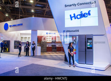 LAS VEGAS - JAN 08: Die Haier-Stand auf der CES in Las Vegas statt, am 6. Januar 2017, CES ist die weltweit führenden Unterhaltungselektronik Messe. Stockfoto