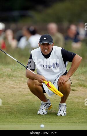 STEVE WILLIAMS TIGER WOOD CADDY ROYAL LIVERPOOL GOLF CLUB HOYLAKE 23. Juli 2006 Stockfoto