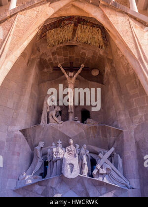 Bereich Aufnahme der Sagrada Familia in Barcelona, Spanien, Aussenaufnahme der Sagrada Familia in Barcelona, Spanien Stockfoto