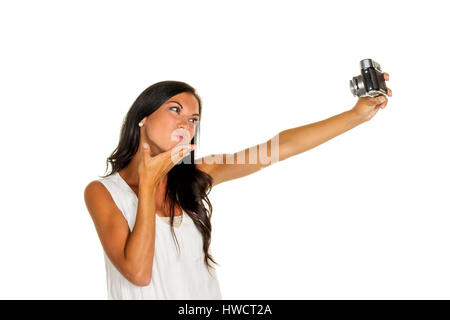 Frau fotografiert, bei der Frau Stockfoto