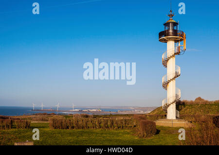 Kappe d'Alprech Leuchtturm. Berck, Nord-Pas-de-Calais-Picardie, Frankreich. Stockfoto