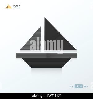 Segelboot Symbol flache schwarze Farbe Stock Vektor