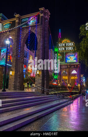 LAS VEGAS - NOV 08: New York-New York Hotel & Casino in Las Vegas am 8. November 2016, dieses Hotel simuliert echte Skyline von New York und es wa Stockfoto