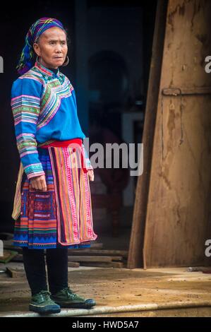 Vietnam, hohe Tonkin, Provinz Lao Cai, Ban Pho Dorf, rote H'mong Bauer Stockfoto