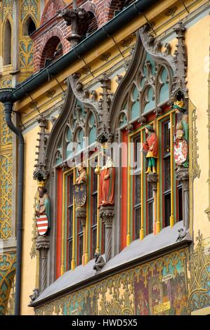 Deutschland, Baden-Württemberg, Ulm, Albert Einstein' s Geburtsort, Rathaus (Town Hall) mit gotischen Stil, erbaut im Jahre 1370 Stockfoto