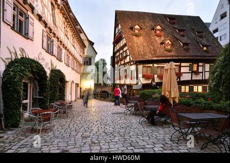 Deutschland, Baden-Württemberg, Ulm, Albert Einstein' s Geburtsort, viele, Fischer und Gerber Bezirk, Schiefes Haus (geneigte Haus) Stockfoto