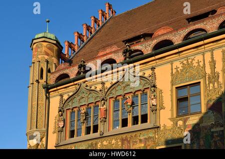 Deutschland, Baden-Württemberg, Ulm, Albert Einstein' s Geburtsort, Rathaus (Town Hall) mit gotischen Stil, erbaut im Jahre 1370 Stockfoto