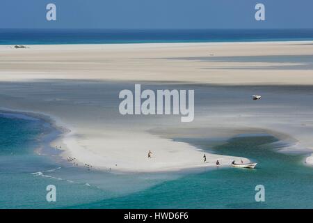 Jemen, weißem Sand und smaragdgrünen Wasser in Socotra Stockfoto