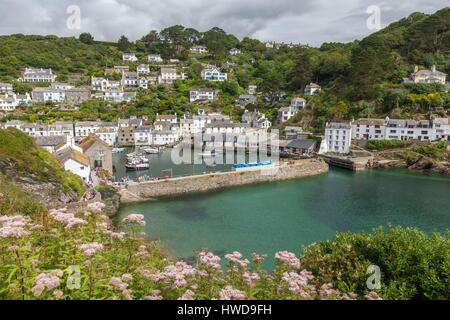 Großbritannien, Cornwall, Polperro, Hafen und Polperro Stadt Stockfoto