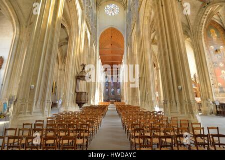 Frankreich, Somme, Abbeville, Stiftskirche St. Vulfran gebaut im Jahr 1488, Mittelschiff Stockfoto