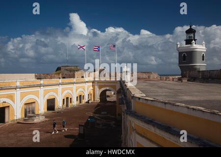Puerto Rico, San Juan, Old San Juan, El Morro Festung, Innenansicht des Leuchtturms Stockfoto