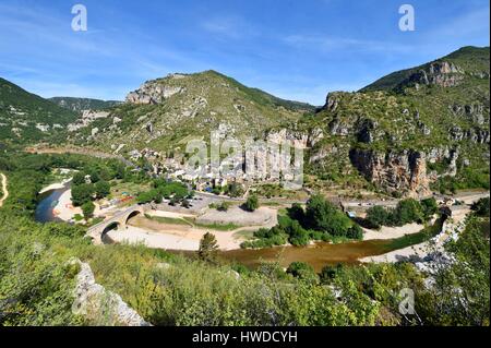 Frankreich, Lozère, der Causses und der Cevennen, mediterranen Agro pastorale Kulturlandschaft, als Weltkulturerbe von der UNESCO, der Gorges du Tarn, La Malene Stockfoto