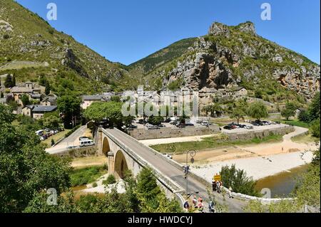 Frankreich, Lozère, der Causses und der Cevennen, mediterranen Agro pastorale Kulturlandschaft, als Weltkulturerbe von der UNESCO, der Gorges du Tarn, La Malene Stockfoto