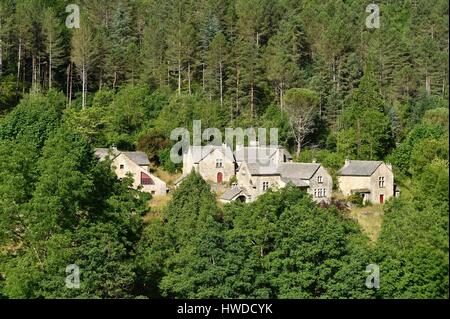 Frankreich, Lozère, der Causses und der Cevennen, mediterranen Agro pastorale Kulturlandschaft, als Weltkulturerbe von der UNESCO, der Weiler La Croze in den Gorges du Tarn Stockfoto