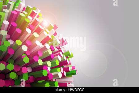 Abstrakte Form viele Sechsecke in der Runde Geometrie. 3D Render Abbildung. Stockfoto