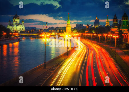 Moskau in der Abenddämmerung Stockfoto