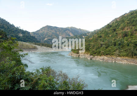 Baraha Chhetra Tempelbezirk mit Saptakoshi Fluss in Sunsari Nepal Stockfoto