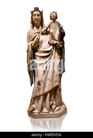 Gotische Statue der Jungfrau Maria mit Kind von einem anonymen katalanischen Künstler... Nationalmuseum für katalanische Kunst, Inv keine: 004356-000 Stockfoto