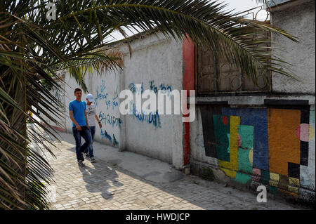 Tirana, Albanien, Wand mit Graffiti im Zentrum von Tirana Stockfoto