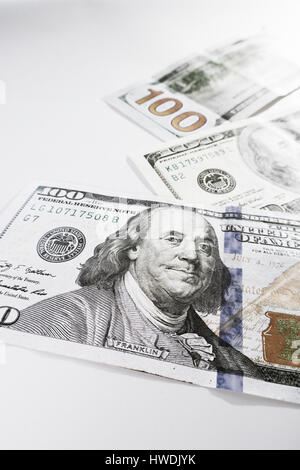 Stillleben mit Vereinigten Staaten $100 Rechnungen Stockfoto