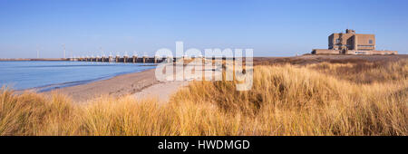 Die östlichen Schelde Sturmflutwehr auf Neeltje Jans in der Provinz Zeeland in den Niederlanden. Stockfoto