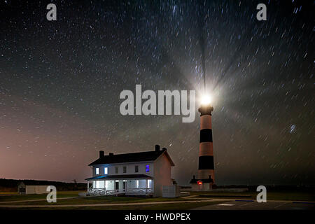 NC007854-00... NORTH CAROLINA - Nachtansicht von Bodie Island Lighthouse auf Bodie Island auf den Outer Banks, Cape Hatteras National Seashore. Stockfoto