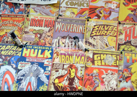 Alte Marvel-Superhelden-Comics. Stockfoto