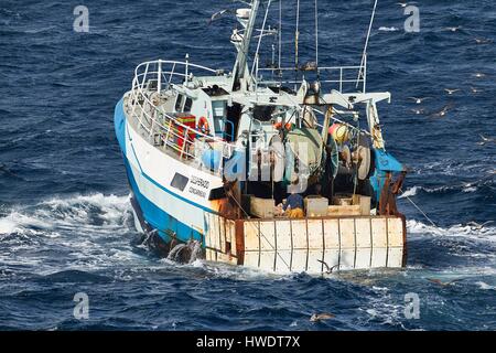 Frankreich, Finistere Concarneau, Trawler in der Hochseefischerei Stockfoto