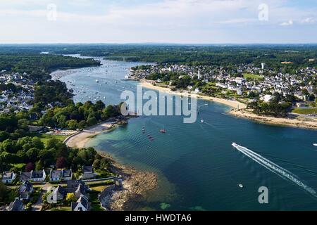 Frankreich, Finistère, Combrit und Bénodet, der Fluss l'Odet (Luftbild) Stockfoto