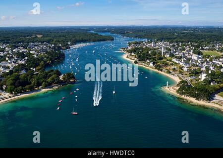 Frankreich, Finistere, Bénodet und Combrit, die Mündung des Flusses Odet (Luftbild) Stockfoto