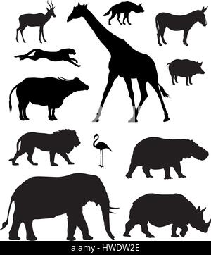 Vektor-Illustration von verschiedenen afrikanischen Tieren Stock Vektor