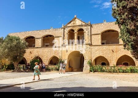 Griechenland, Kreta, Rethymnon Provinz, orthodoxe Kloster von Arkadi (Arkadiou) des sechzehnten Jahrhunderts Stockfoto
