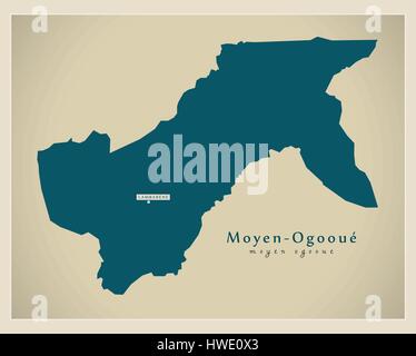 Moderne Karte - Moyen-Ogooue GA Stock Vektor