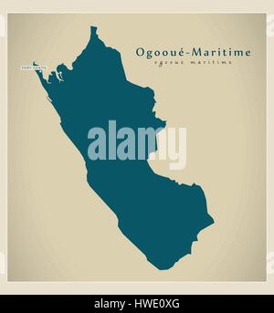 Moderne Karte - Ogooue-Maritime GA Stock Vektor