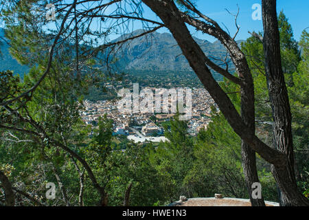 Blick vom Puig de Maria, Pollenca, Mallorca, Balearen, Spanien Stockfoto