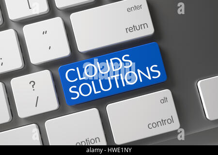 Wolken-Lösungen-Taste. 3D. Stockfoto