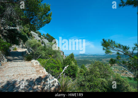 Blick vom Puig de Maria, Pollenca, Mallorca, Balearen, Spanien Stockfoto