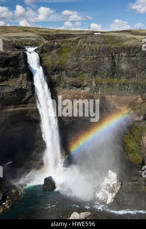 Haifoss, Lava, Canyon, Wasserfall, diesem Stockfoto