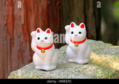 Maneki Neko am Gotokuji Tempel Tokyo Japan Stockfoto