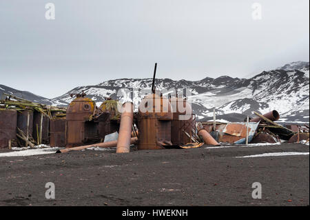 Alte norwegische Hektor Walfang-Station, Deception Island, Antarktis Stockfoto