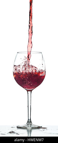 Rot Wein Splash auf weißem Hintergrund Stockfoto