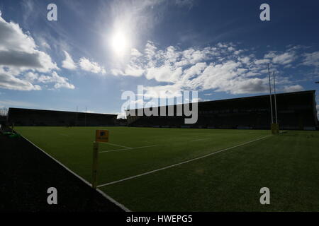 Kingston Park, Newcastle Falcons Rugby Ground vor dem Aviva Premiership Spiel in Kingston Park, Newcastle. Stockfoto